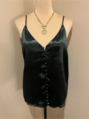 NWT Lost & Wander Satin V-Neck Button-Front Cami Top, size M